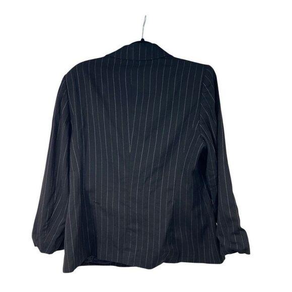 Escada Black Pinstriped Two Button Closure Blazer 42 12 L - Picture 2 of 13